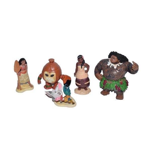 Vtg Disney Moana  Figures Lot Cake Toppers Kakamora Sina Maui Heihei Pua - Picture 1 of 10